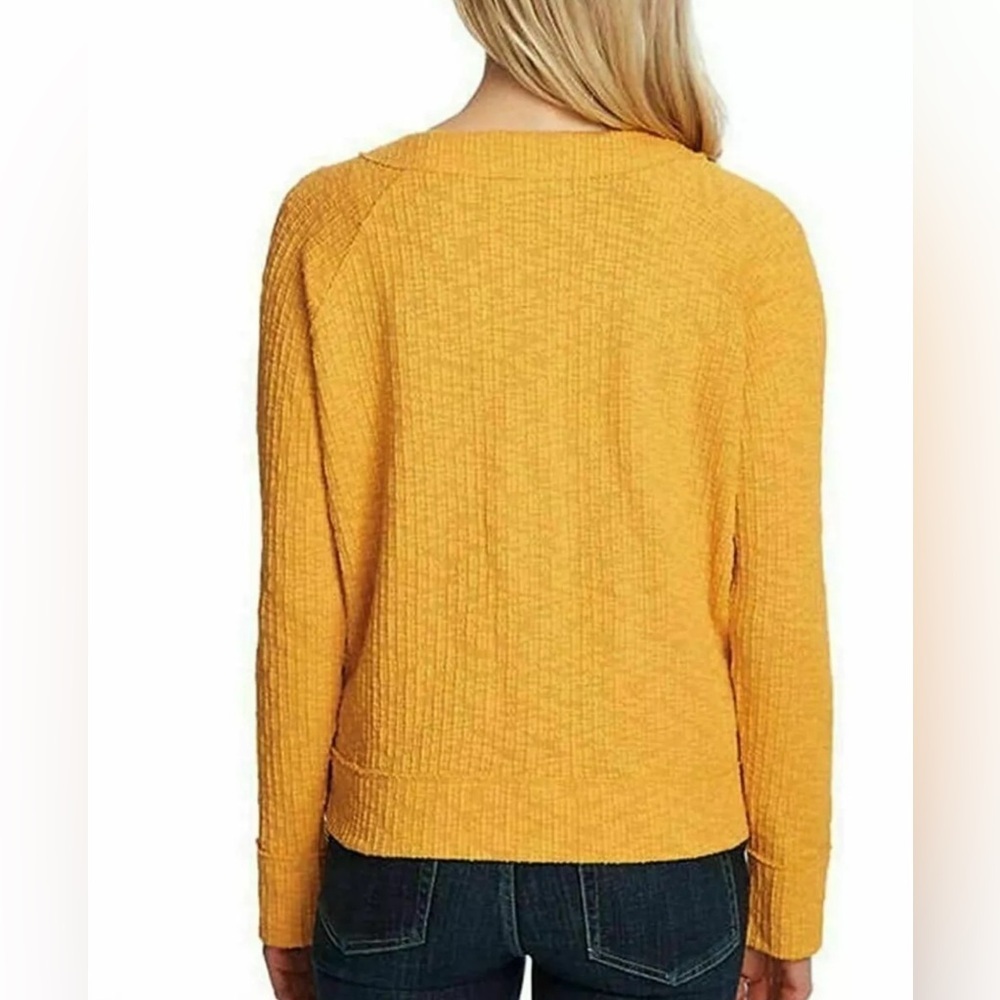 Two by Vince Camuto Mustard Yellow Button Up Long Sleeve Sweater Cardigan Size S - Picture 3 of 11